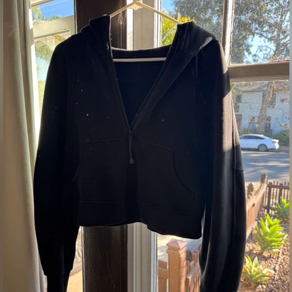 Lululemon Cropped Black Hoodie Quarter-Zip with Pockets